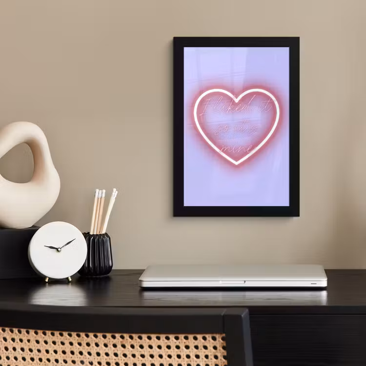 Poster met lijst - I liked it so it's mine - Neon hart - Paars — 3