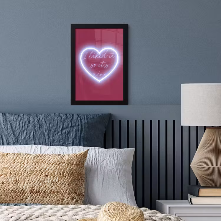 Poster met lijst - I liked it so it's mine - Neon hart - Roze — 4