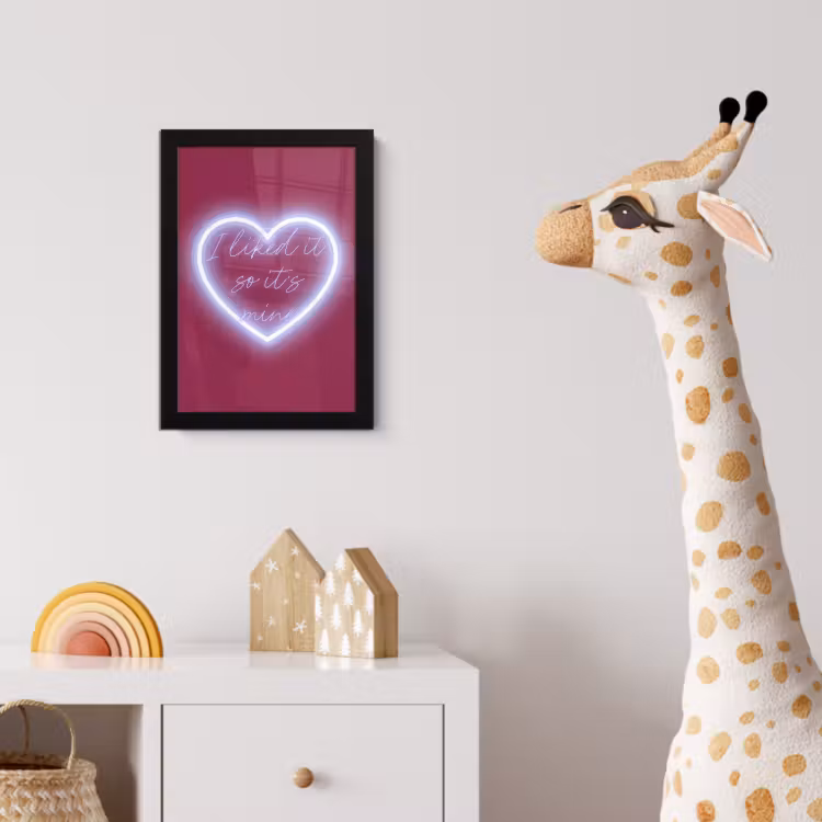 Poster met lijst - I liked it so it's mine - Neon hart - Roze — 5