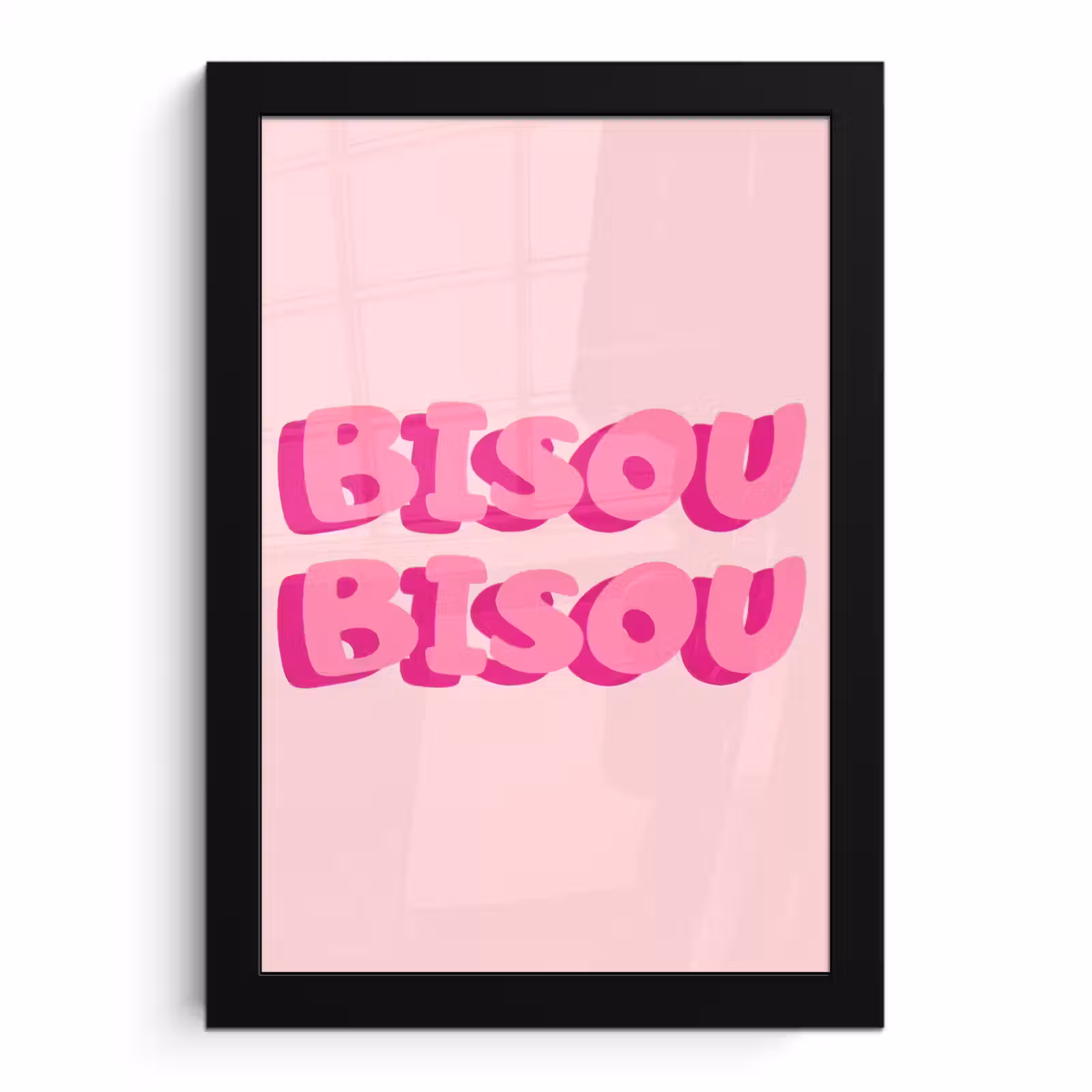 Poster met lijst - Bisou - Roze - Dikke letters — 1