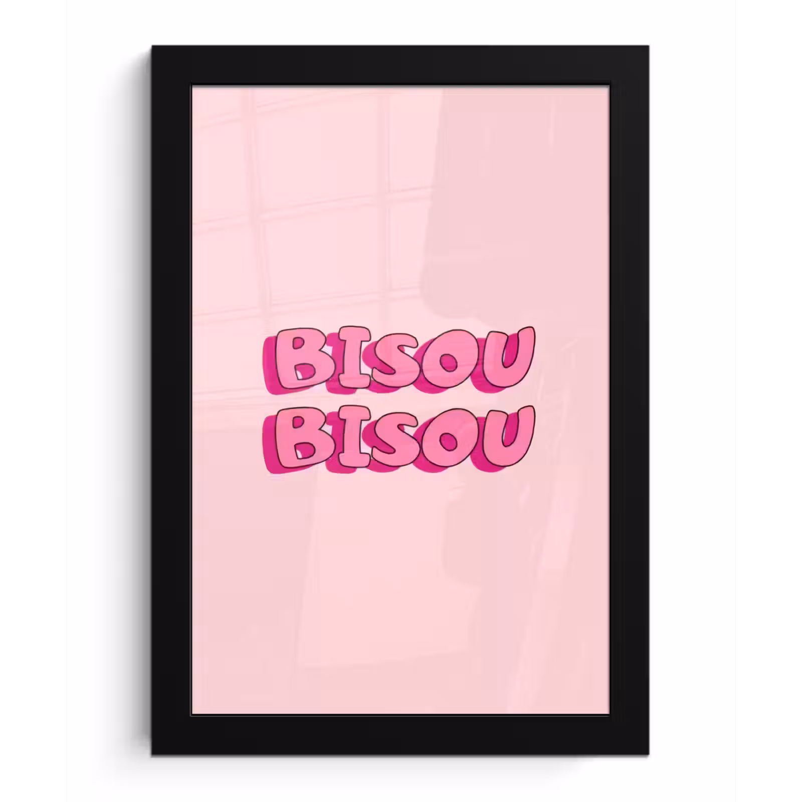 Poster met lijst - Bisou - Roze - Schaduw — 1