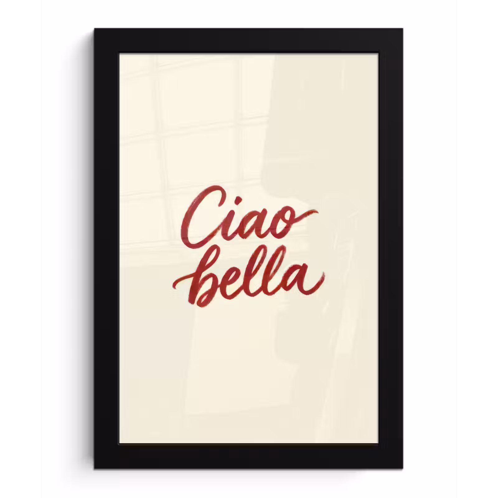 Poster met lijst - Ciao bella - Rood - Wit - Minimalistisch — 1