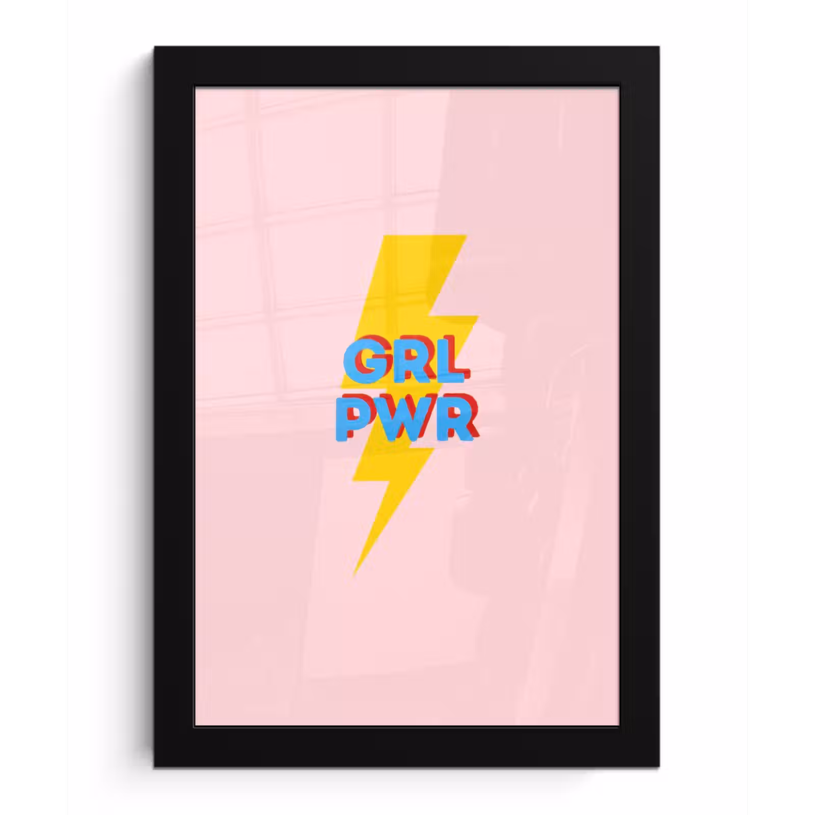 Poster met lijst - Grl pwr - Bliksem - Roze — 1