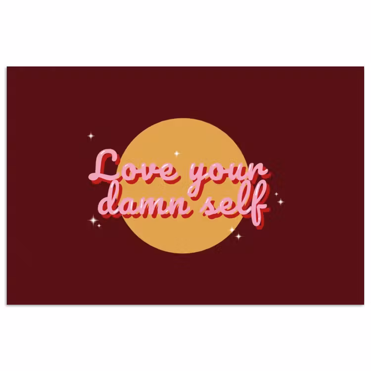 Poster - love your damn self - Cirkel - Glitter - Rood — 1