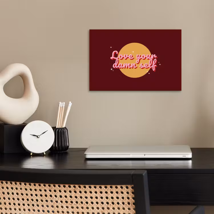 Poster - love your damn self - Cirkel - Glitter - Rood — 2