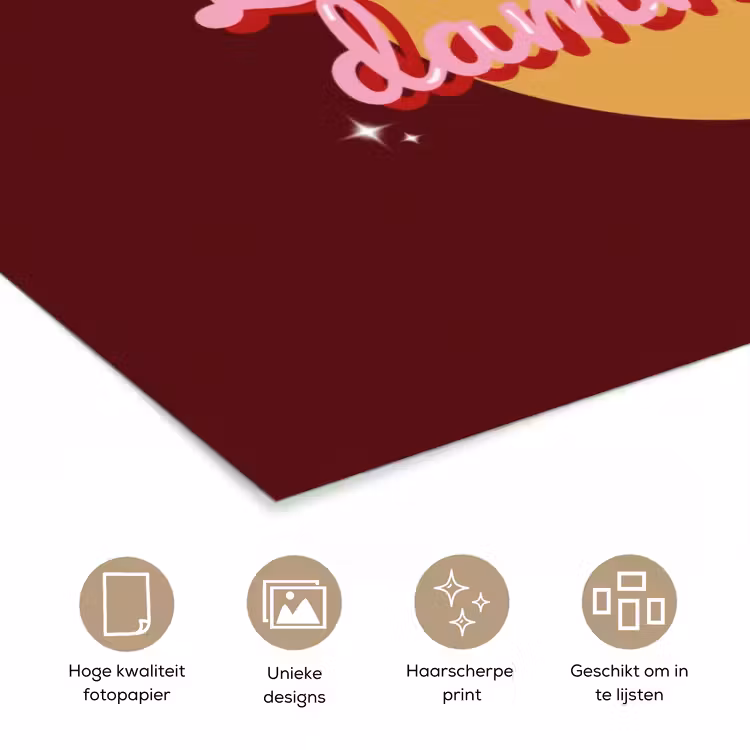 Poster - love your damn self - Cirkel - Glitter - Rood — 5