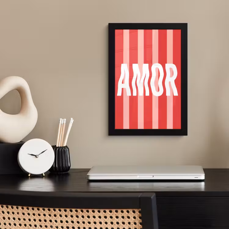 Poster met lijst - Amor - Strepen - Rood - Roze — 3