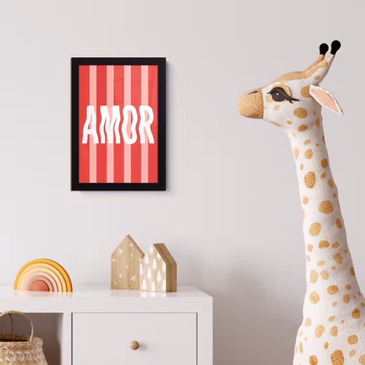 Poster met lijst - Amor - Strepen - Rood - Roze — 5