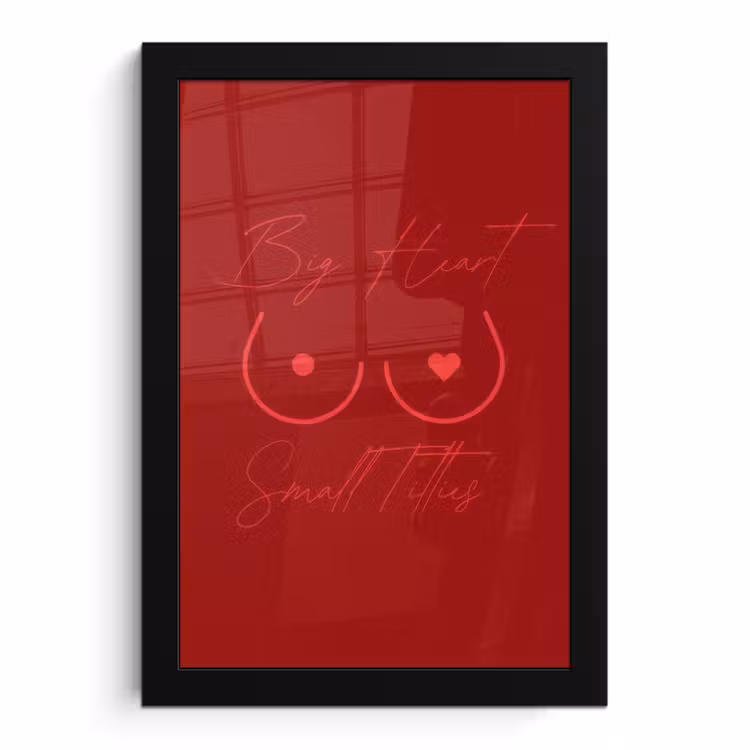 Poster met lijst - big heart small titties - Hart - Rood — 1