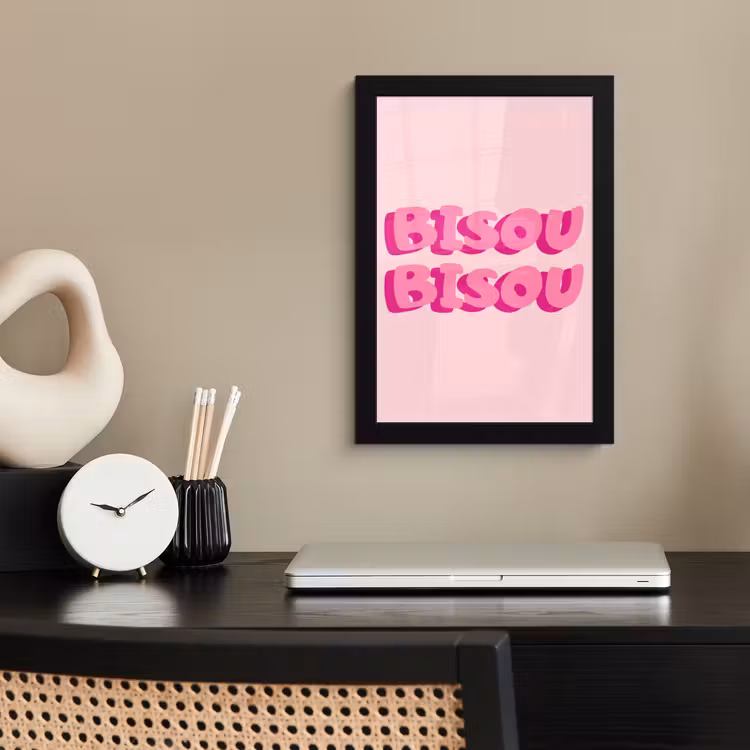 Poster met lijst - Bisou - Roze - Dikke letters — 3