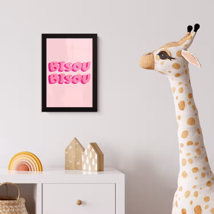 Poster met lijst - Bisou - Roze - Dikke letters — 5