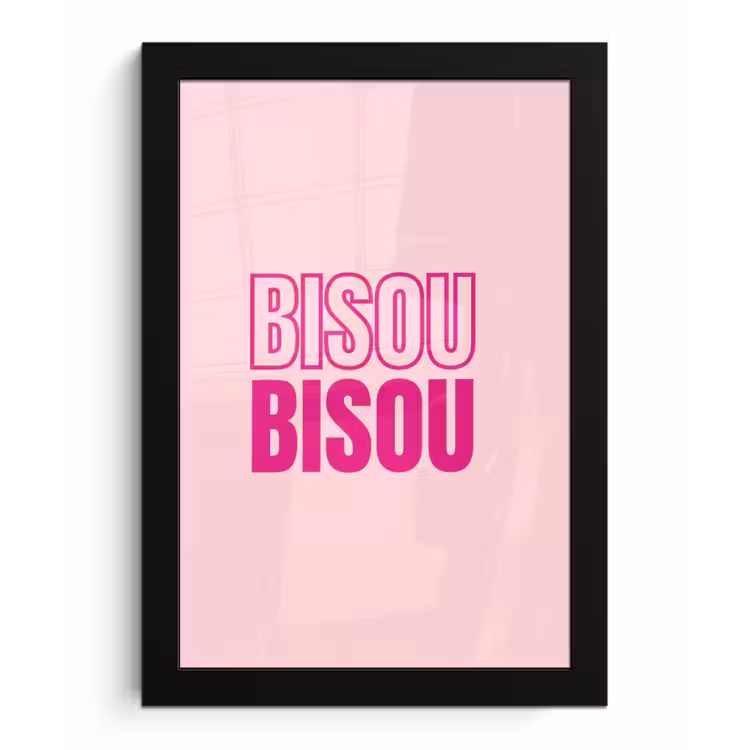 Poster met lijst - Bisou - Roze - Minimalistisch — 1