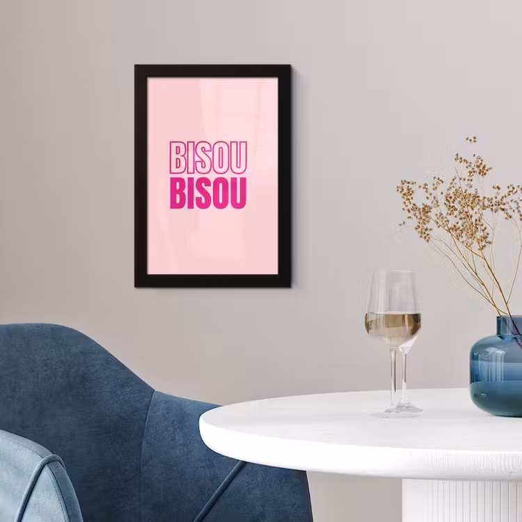 Poster met lijst - Bisou - Roze - Minimalistisch — 2