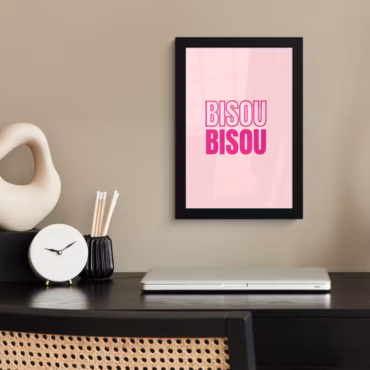 Poster met lijst - Bisou - Roze - Minimalistisch — 3