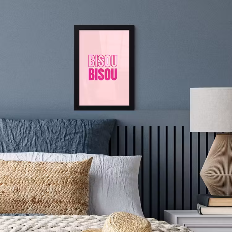 Poster met lijst - Bisou - Roze - Minimalistisch — 4