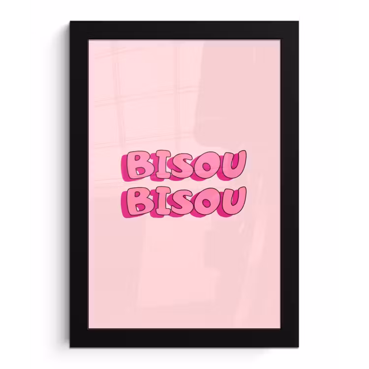 Poster met lijst - Bisou - Roze - Schaduw — 1