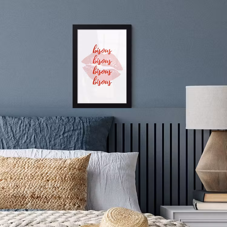 Poster met lijst - Bisous - Lip - Wit - Rood — 4