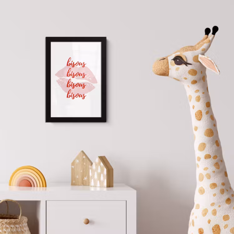 Poster met lijst - Bisous - Lip - Wit - Rood — 5