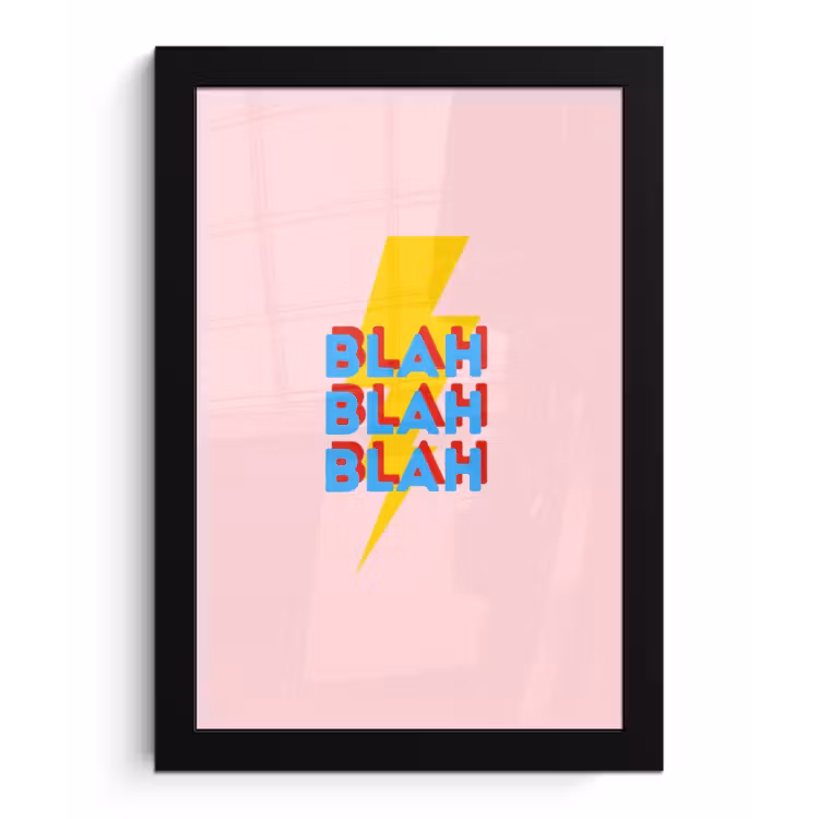 Poster met lijst - Blah - Bliksem - Roze — 1