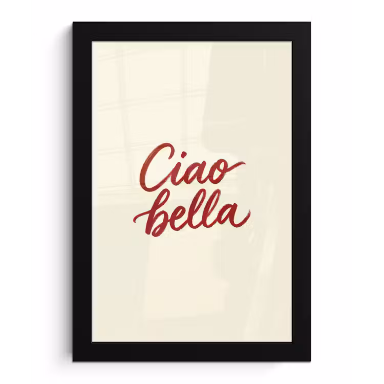 Poster met lijst - Ciao bella - Rood - Wit - Minimalistisch — 1
