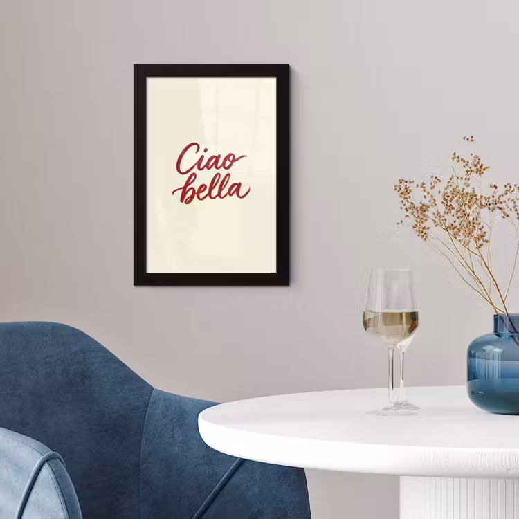 Poster met lijst - Ciao bella - Rood - Wit - Minimalistisch — 2
