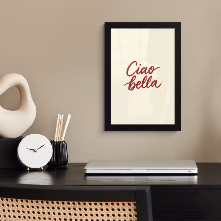 Poster met lijst - Ciao bella - Rood - Wit - Minimalistisch — 3