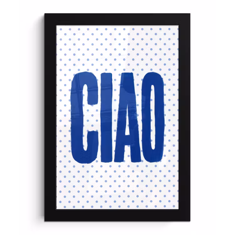 Poster met lijst - Ciao - Stippen - Roze - Wit — 1