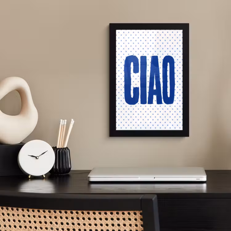 Poster met lijst - Ciao - Stippen - Roze - Wit — 3
