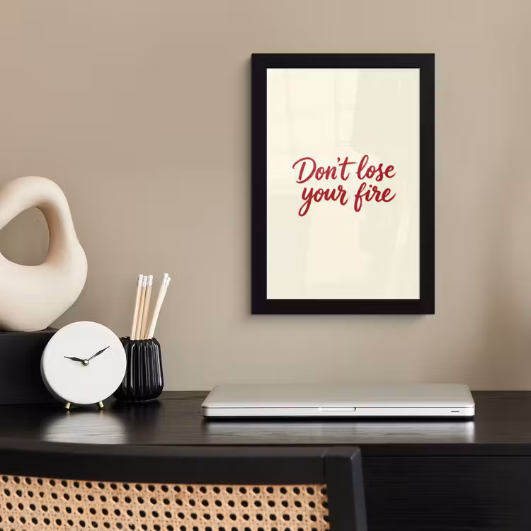 Poster met lijst - Don't lose your fire - Rood - Wit - Minimalistisch — 3