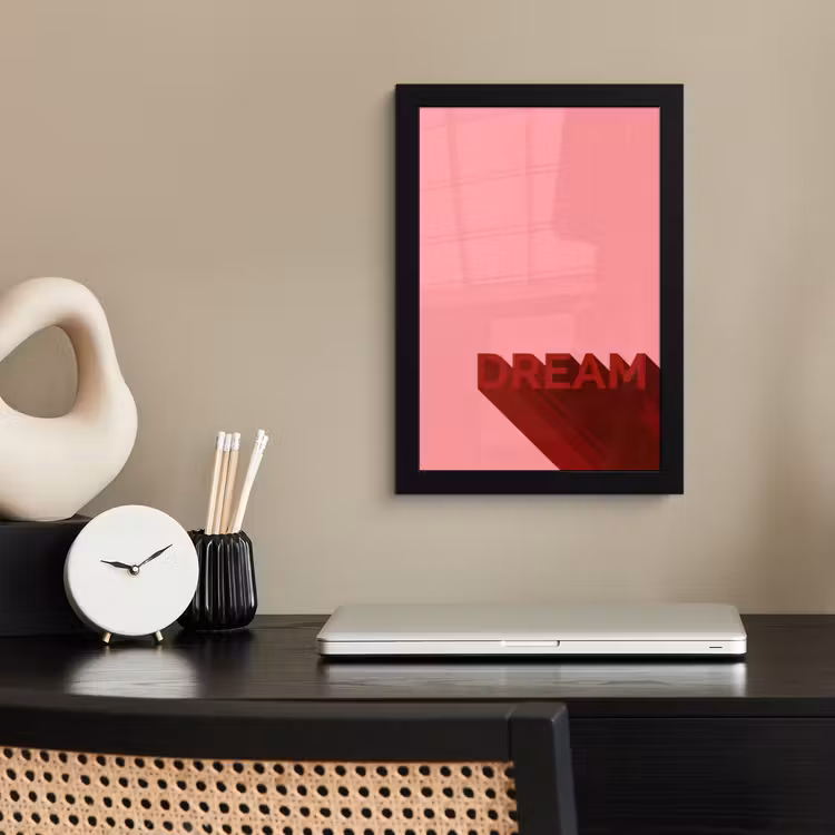 Poster met lijst - Dream - 3D - Rood - Roze — 3