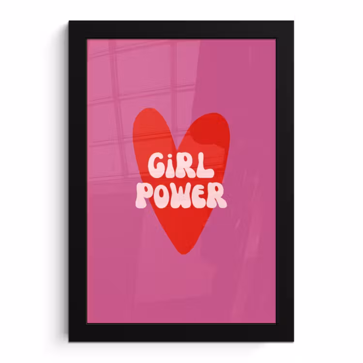 Poster met lijst - Girl power - Hart - Roze - Rood — 1