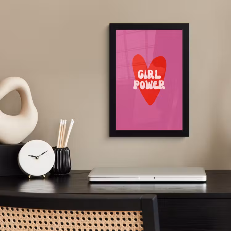 Poster met lijst - Girl power - Hart - Roze - Rood — 3