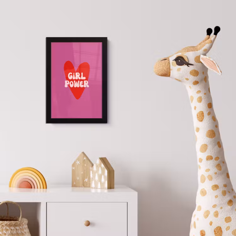 Poster met lijst - Girl power - Hart - Roze - Rood — 5