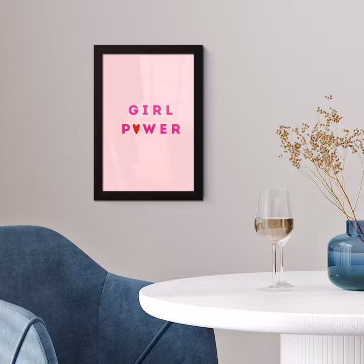 Poster met lijst - Girl power - Roze - Hartje — 2