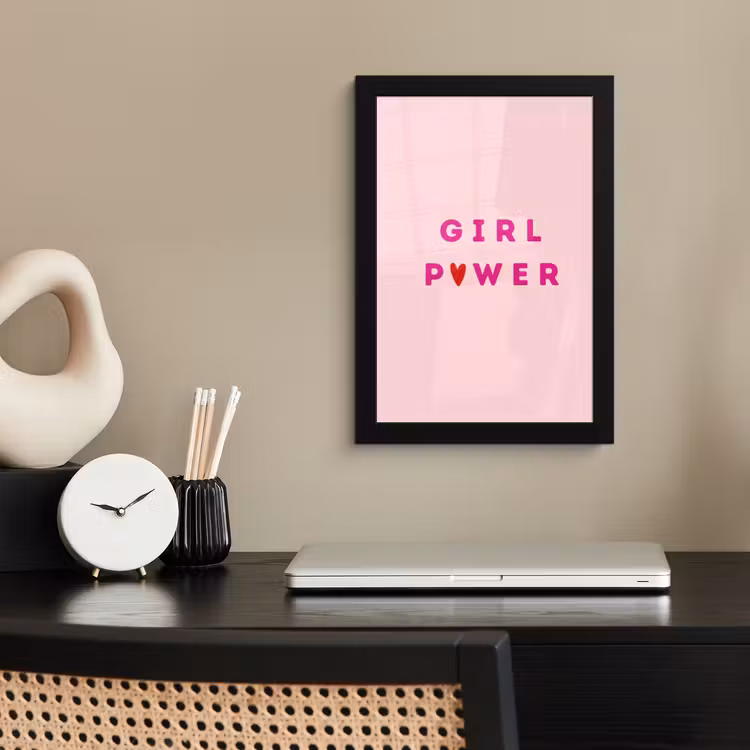 Poster met lijst - Girl power - Roze - Hartje — 3