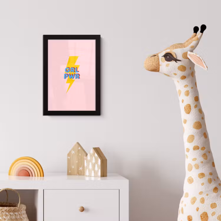 Poster met lijst - Grl pwr - Bliksem - Roze — 5