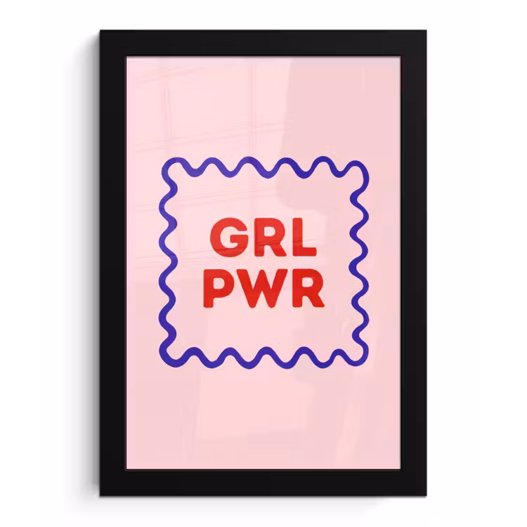 Poster met lijst - Grl pwr - Roze - Kader — 1
