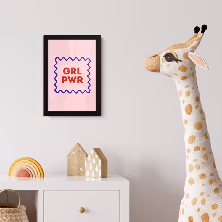 Poster met lijst - Grl pwr - Roze - Kader — 5