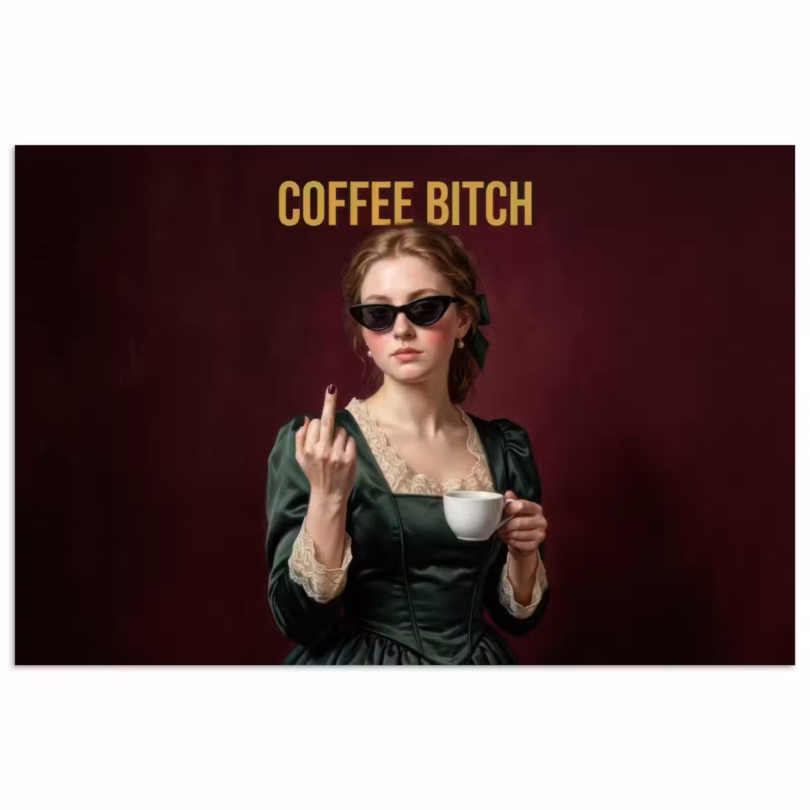 Poster - Koffie - Vrouw - Middelvinger — 1