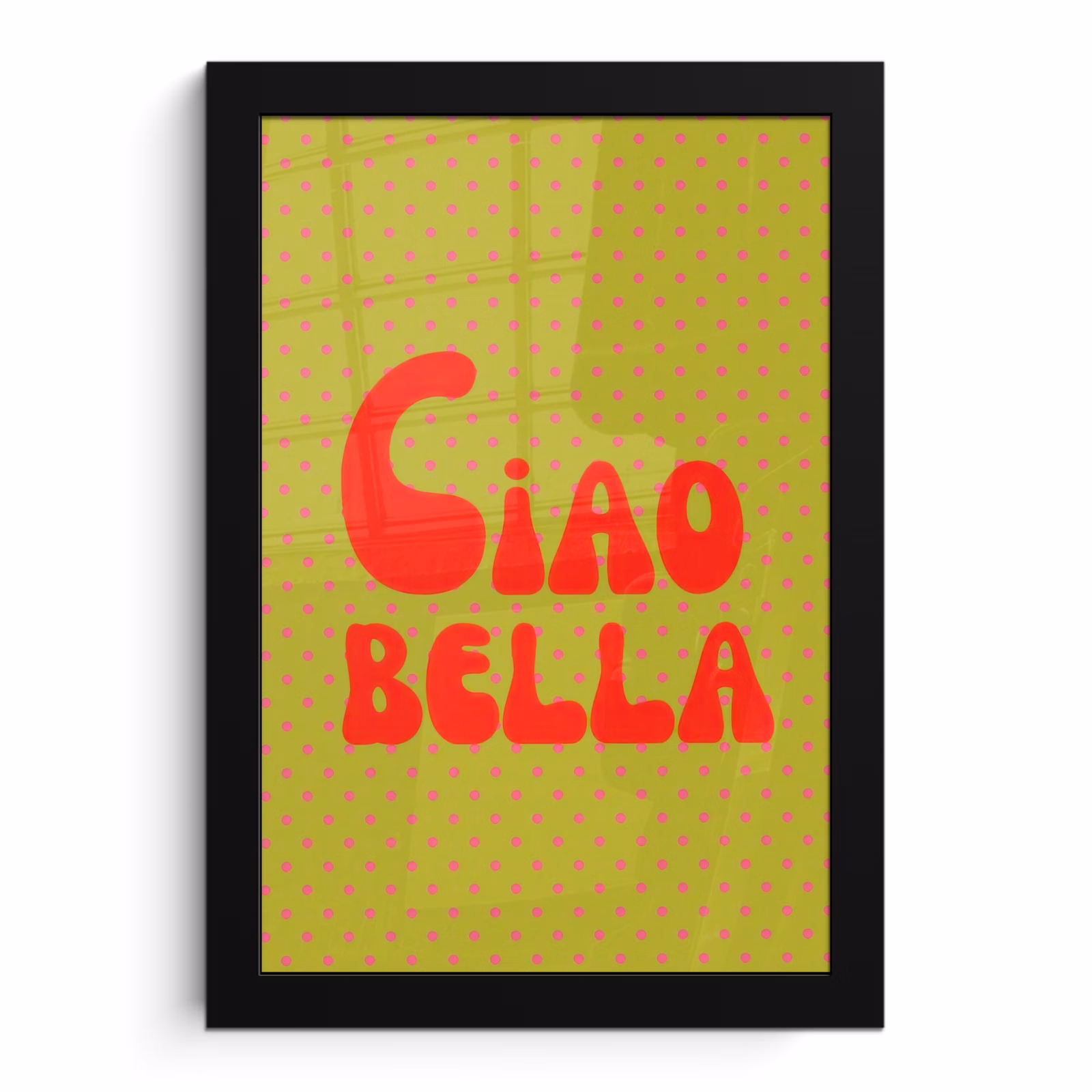 Poster met lijst - Ciao bella - Rood - Groen - Stippen — 1