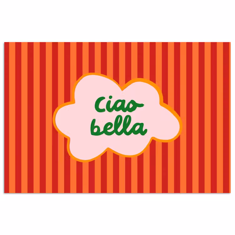 Poster - Ciao bella - Tekstwolk - Strepen - Oranje — 1