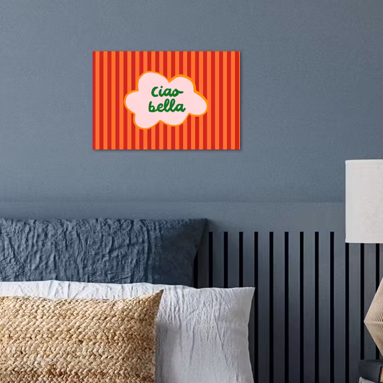 Poster - Ciao bella - Tekstwolk - Strepen - Oranje — 3