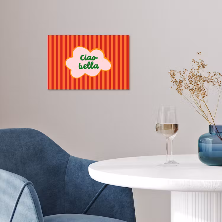 Poster - Ciao bella - Tekstwolk - Strepen - Oranje — 4