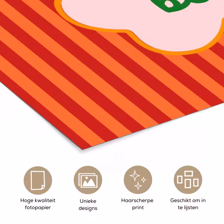 Poster - Ciao bella - Tekstwolk - Strepen - Oranje — 5