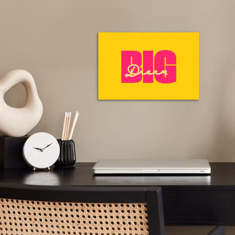 Poster - Dream big - Geel - Roze — 2