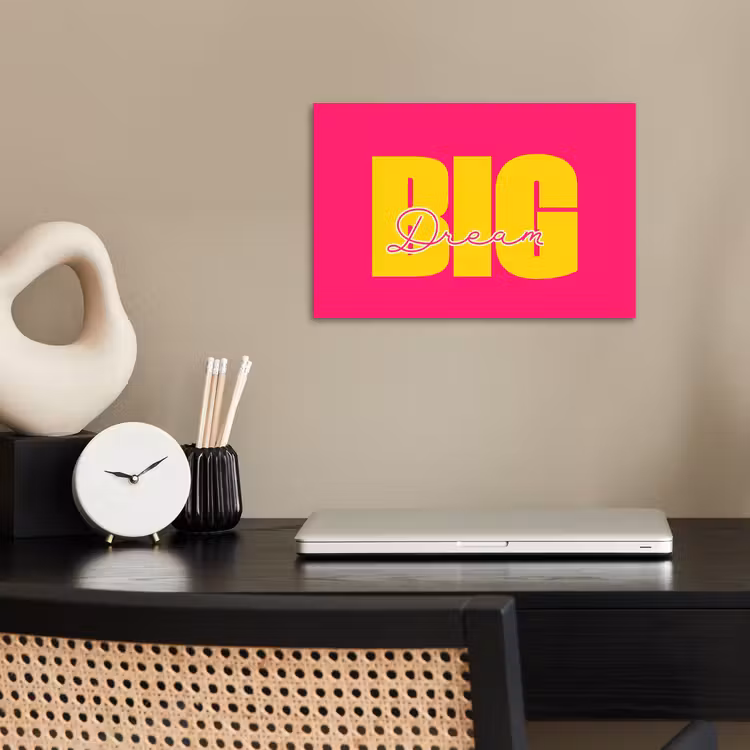 Poster - Dream big - Roze - Geel - Minimalistisch — 2