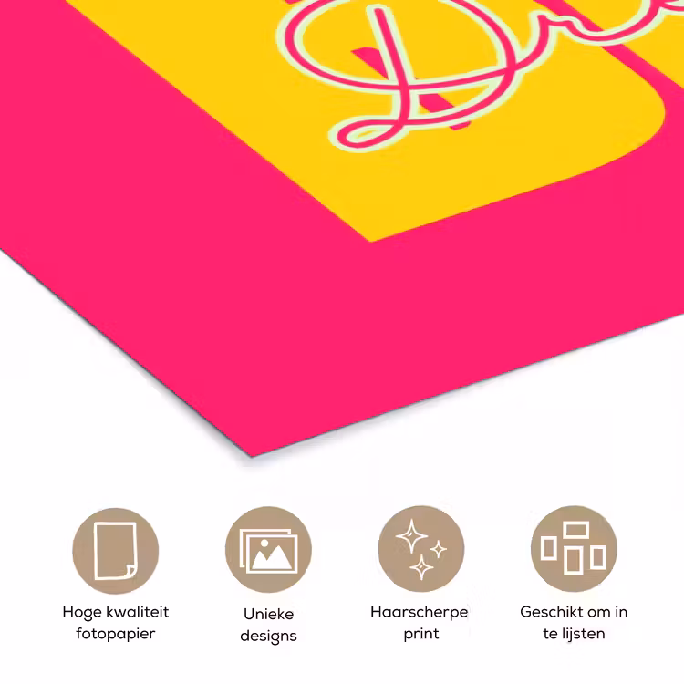 Poster - Dream big - Roze - Geel - Minimalistisch — 5