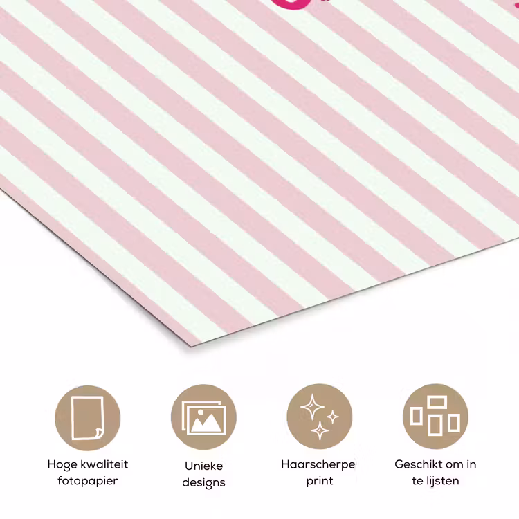 Poster - Focus on the good - Strepen - Roze - Smiley — 5