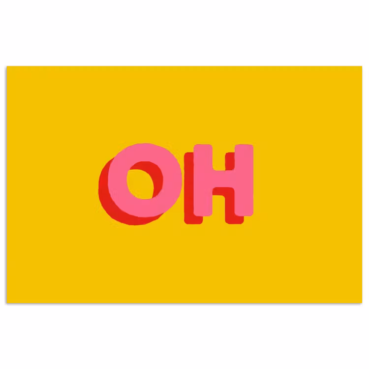 Poster - Geel - Roze - Oh - 3D — 1