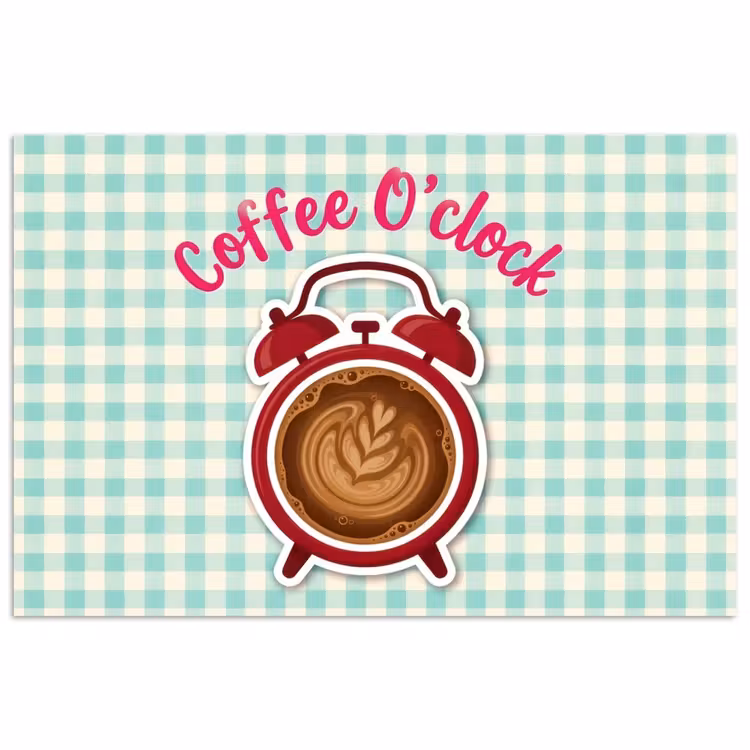 Poster - Koffie - Klok - Groen — 1